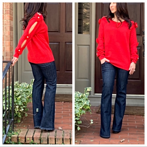 ✨LAST ONE✨PARIS✨Red Chic sleeves detail sweater - Picture 5 of 7